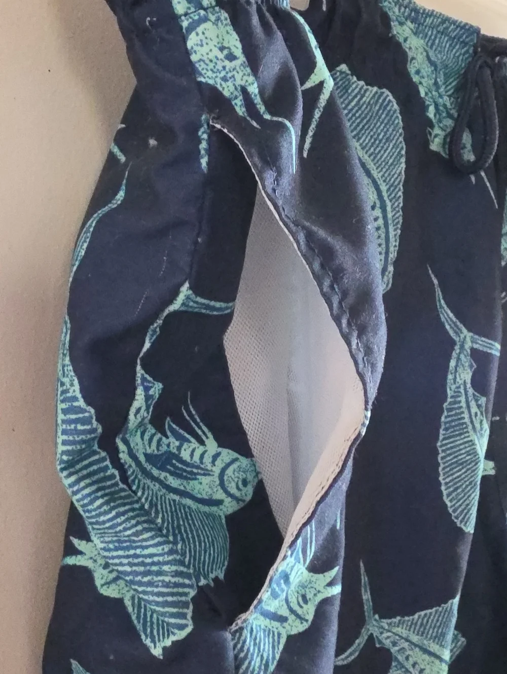 George Navy Swim Shorts with Teal Marlin Print Size 3X 48-50W